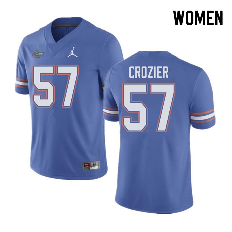 Women's NCAA Florida Gators Coleman Crozier #57 Stitched Authentic Jordan Brand Blue College Football Jersey PCQ4065TM